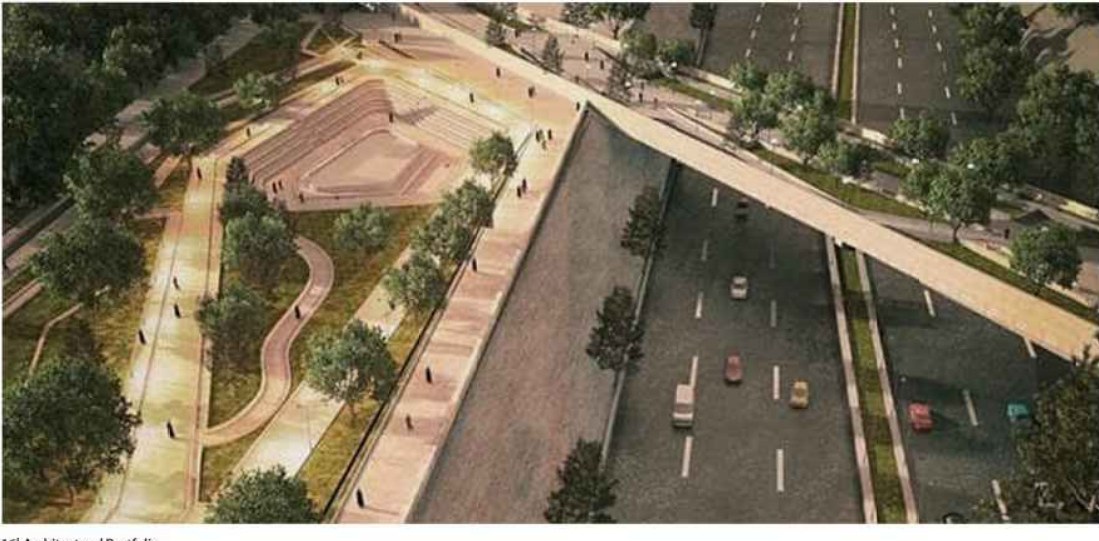Terraces and bicycle path
